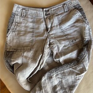 Anthropologie Gray Linen Cargo Capris